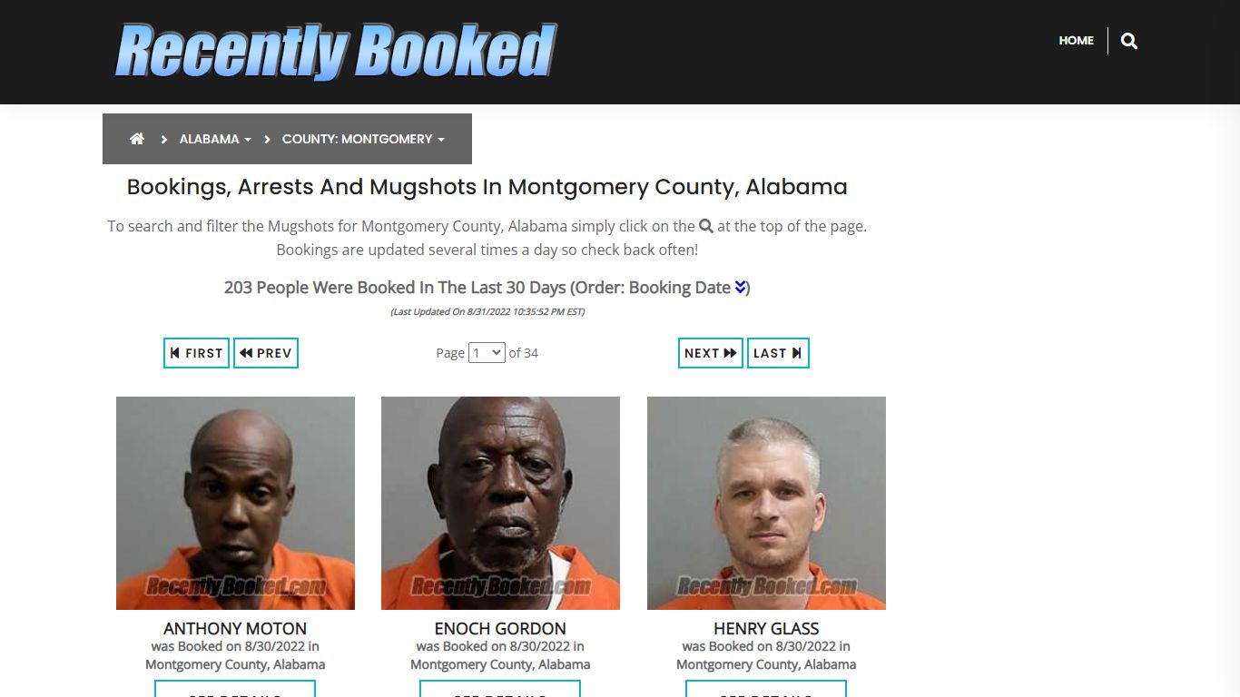 Bookings, Arrests and Mugshots in Montgomery County, Alabama